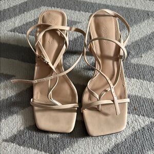 Amazon Cream Heels with Strappy Design
